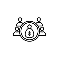 Mutual funds icon Outline thin set