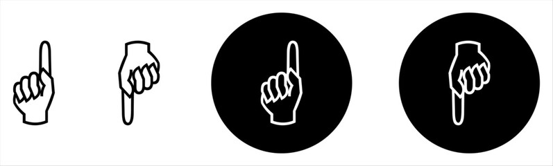 Hand with one finger pointing up and down line icon isolated on a white background. Finger gesture. Direction on up and down. Outline sign. Flat style. Vector illustration. © Munnacreativehub