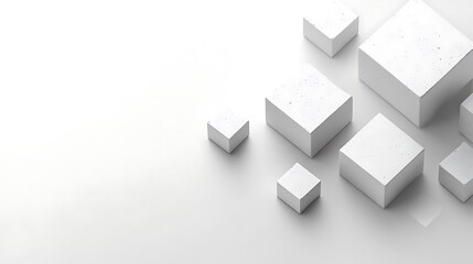White Cubes Arranged on a White Background