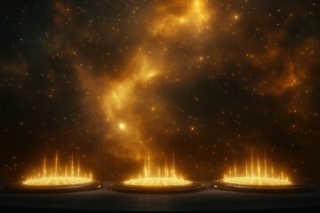 Integration of renewable fuels in futuristic spa setting abstract cosmic environment inspirational viewpoint