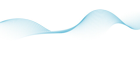 Abstract blue smooth waves on white background.Vector illustration.