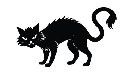 Spooky Black Cat with Arched Back