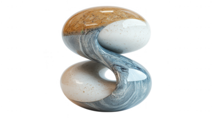 [Abstract modern art sculpture with contrasting colored spheres] Modern Abstract Sculpture with Interlocking Spheres