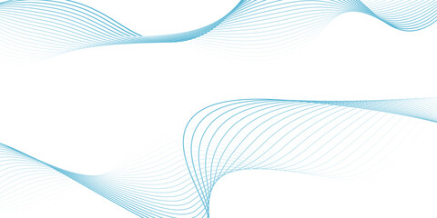 Abstract blue smooth waves on white background.Vector illustration.