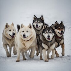 Obraz premium A rabbit playing with colorful yarn on a white background.