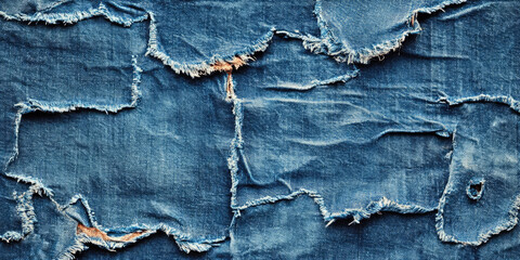 Torn Blue Denim Jeans Texture for Fashion and Apparel Concepts