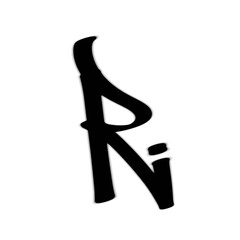 alphabet R sprayed graffiti in black