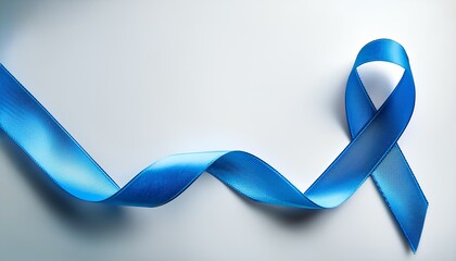 blue ribbon isolated on white background. concern for prostate cancer.  symbolizes anti-torture to children, colon cancer, as well as Chron's disease.