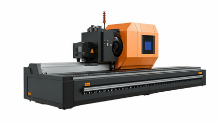 Fototapeta premium Industrial laser cutter, factory, white background, precision cutting