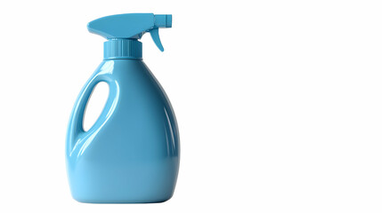 Blue spray bottle, clean studio, white background, cleaning product