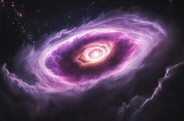 Cosmic Nebula: A swirling vortex of purple gas clouds and radiant stars, a celestial ballet of...