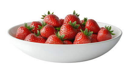 Fresh strawberries in bowl, white background, food photography