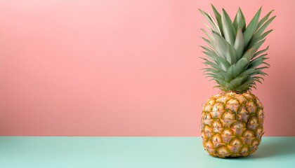 pineapple on a pastel background with copy space for add text.