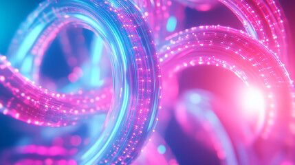Vibrant abstract design with colorful glowing rings, showcasing futuristic patterns and intricate details for creative projects.