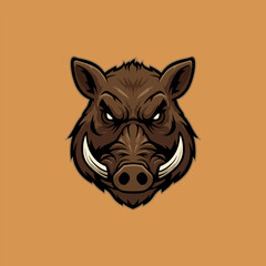 Obraz premium A stylized illustration of a wild boar head, fierce and powerful, suitable as a mascot or logo.