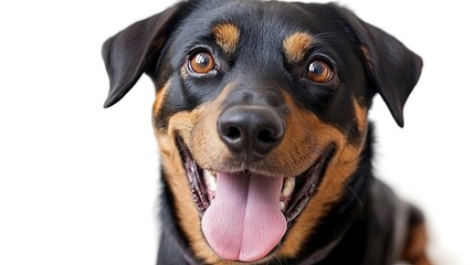 Fototapeta premium Adorable Happy Dog Portrait on a Bright White Background with Cheerful Expression