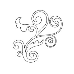 Floral Design A classic black and white floral design element featuring elegant, curved leaves and intricate detailing. Ornamental Perfect for use in decorative borders, logos