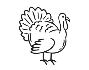 turkey bird doodle hand drawn icon. Outline drawing turkey bird line clipart symbol