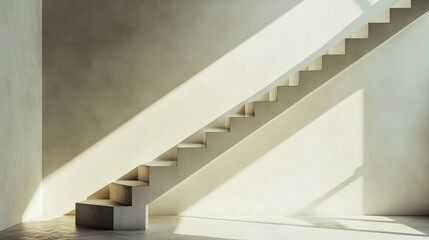 Fototapeta premium Geometric sunlight reflections cast through a slim light channel onto a clean white cement wall, styled for abstract interior design.