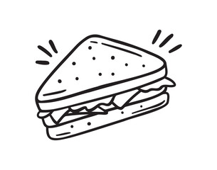 sandwich doodle hand drawn icon. Outline drawing sandwich line clipart symbol