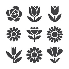 Flowers icon set vector illustration