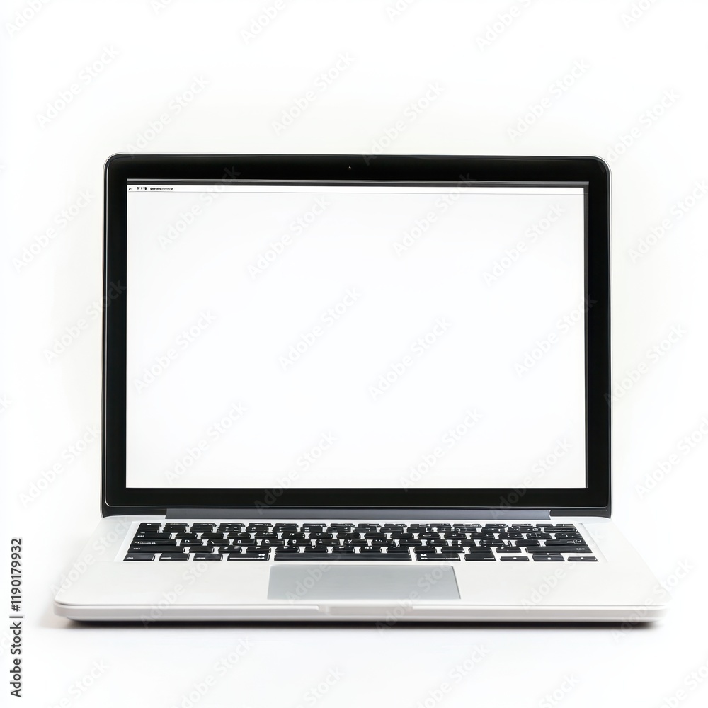 Fototapete a sleek laptop computer with a blank screen set against a white background, perfect for text overlay