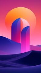 Minimalist 2025 Poster with Bold Geometric Shapes and Gradient Colors