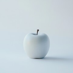 A pristine white apple featuring a prominent green stem, showcasing its natural beauty and freshness against a neutral background.