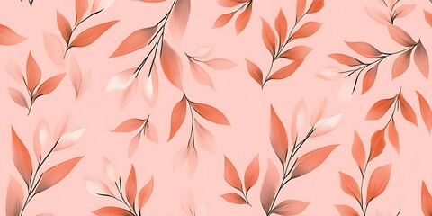 Fototapeta premium Peachy autumn leaves, seamless pattern, nature background, design texture