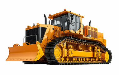 Fototapeta premium Orange bulldozer isolated, construction, studio