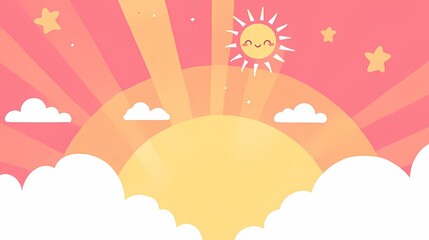 Fototapeta premium Abstract kawaii Colorful Sky rainbow background. Soft gradient pastel Comic graphic. 