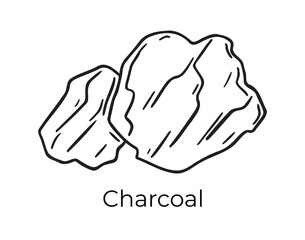 charcoal doodle hand drawn icon. Outline drawing charcoal organic natural cosmetic ingredient line clipart symbol 