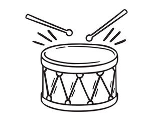 drum doodle hand drawn icon. Outline drawing drum line clipart symbol