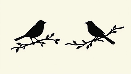 silhouettes two birds on a branch