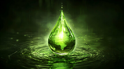 Droplet impact moment green water high-resolution image natural environment close-up viewpoint serenity concept for seo optimization