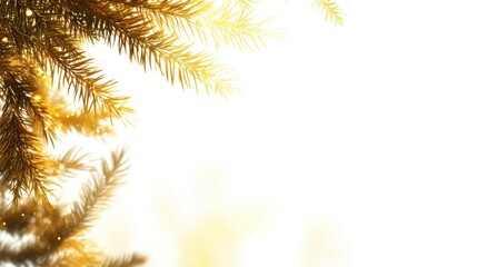 Obraz premium Golden Christmas Tree Branches Background Image, Festive Winter Wonderland, Holiday Season