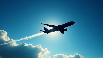 Obraz premium silhouette of an airplane in the sky