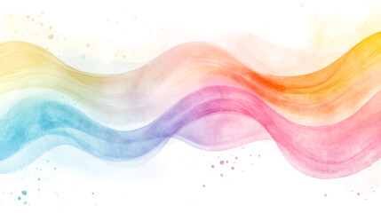 Abstract colorful watercolor waves with soft gradient splashes