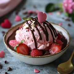 Valentine's Strawberries ice cream