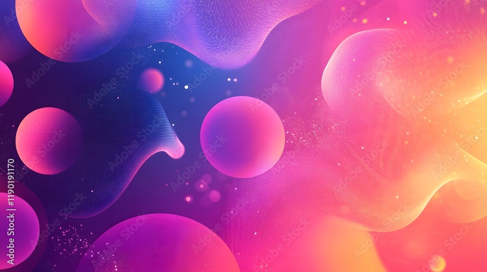 Poster vibrant and dynamic background featuring whimsical patterns soft floating elements and captivating a