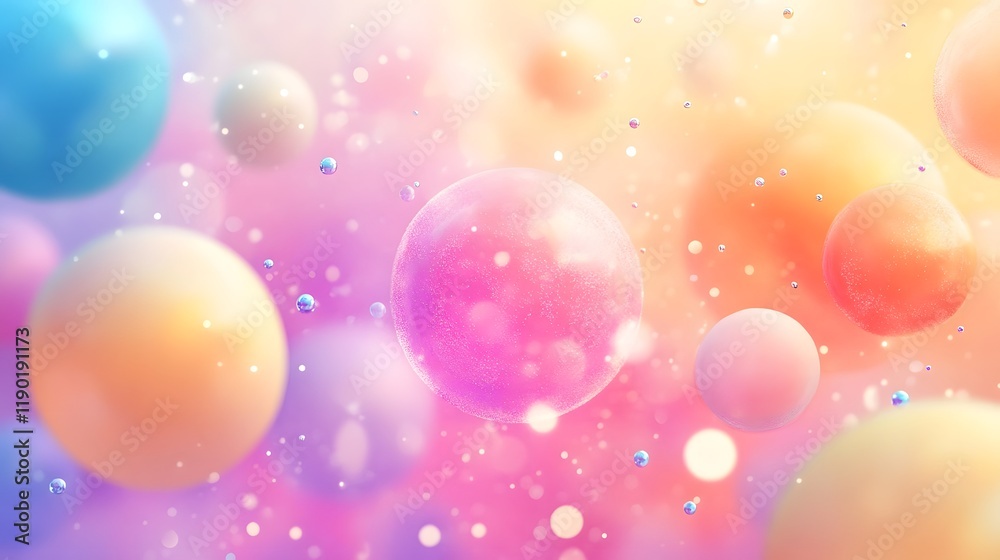 Poster floating whimsical abstract background with bright cheerful gradients abstract patterns and soft ele