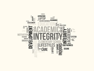 Academic Integrity word cloud template. Academic Integrity concept vector tagcloud background.