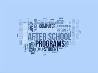 After School Programs word cloud template. After School Programs concept vector tagcloud background.