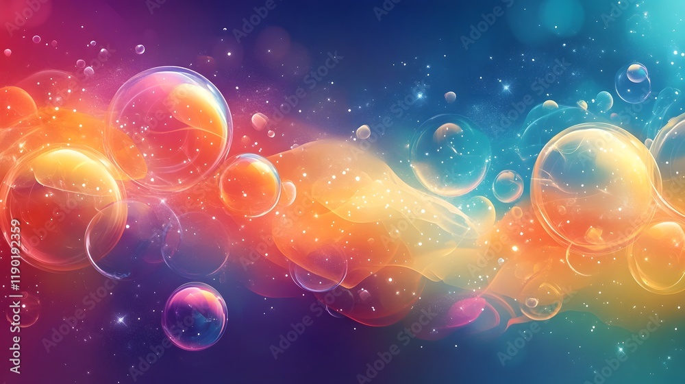 Poster vibrant and dynamic background featuring floating patterns bright gradients and whimsical elegant el
