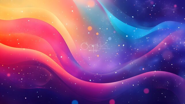 Vibrant and Whimsical Background with Floating Gradients Enchanting Patterns and Soft Elegant Touches  A dynamic and fun filled image with bright colors swirling shapes and a mesmerizing cosmic feel