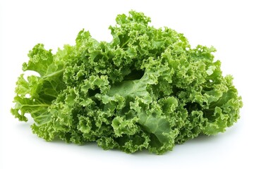 Obraz premium A close-up view of fresh green leafy vegetables arranged neatly on a clean white surface, showcasing their vibrant colors and textures.