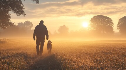 Sunrise Stroll with a Loyal Companion