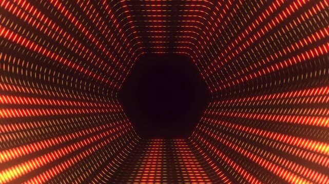 An abstract image shows a tunnel of vibrant red and yellow lines. Its purpose or meaning is unclear without further context