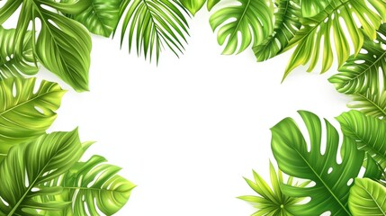 Lush Green Tropical Leaves Frame for Nature and Summer Themes
