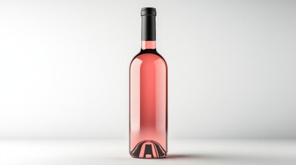 Elegant Rose Wine Bottle on Minimalist Background